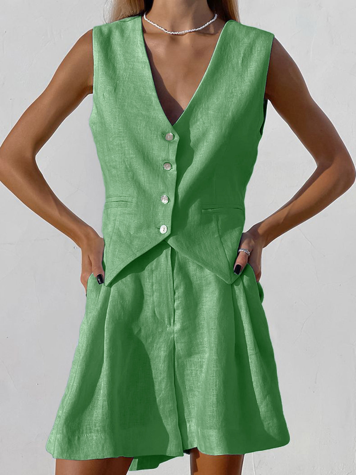 Xenia - Women's Chic Sleeveless Vest & Trousers Set