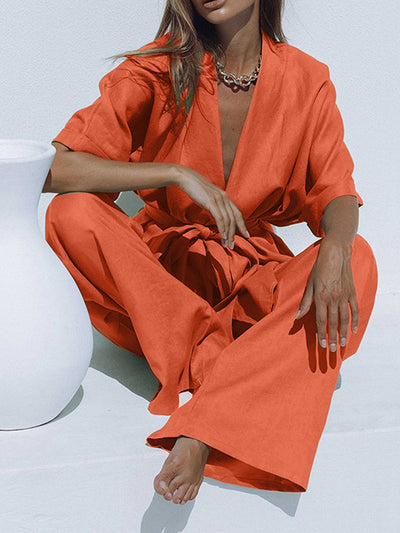 Gema - Oversized Tied Two Piece Pants Set