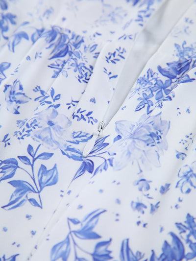 Clarise - Floral Pockets Zippered Long Dress