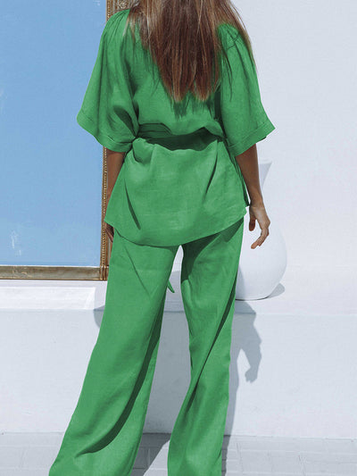 Gema - Oversized Tied Two Piece Pants Set