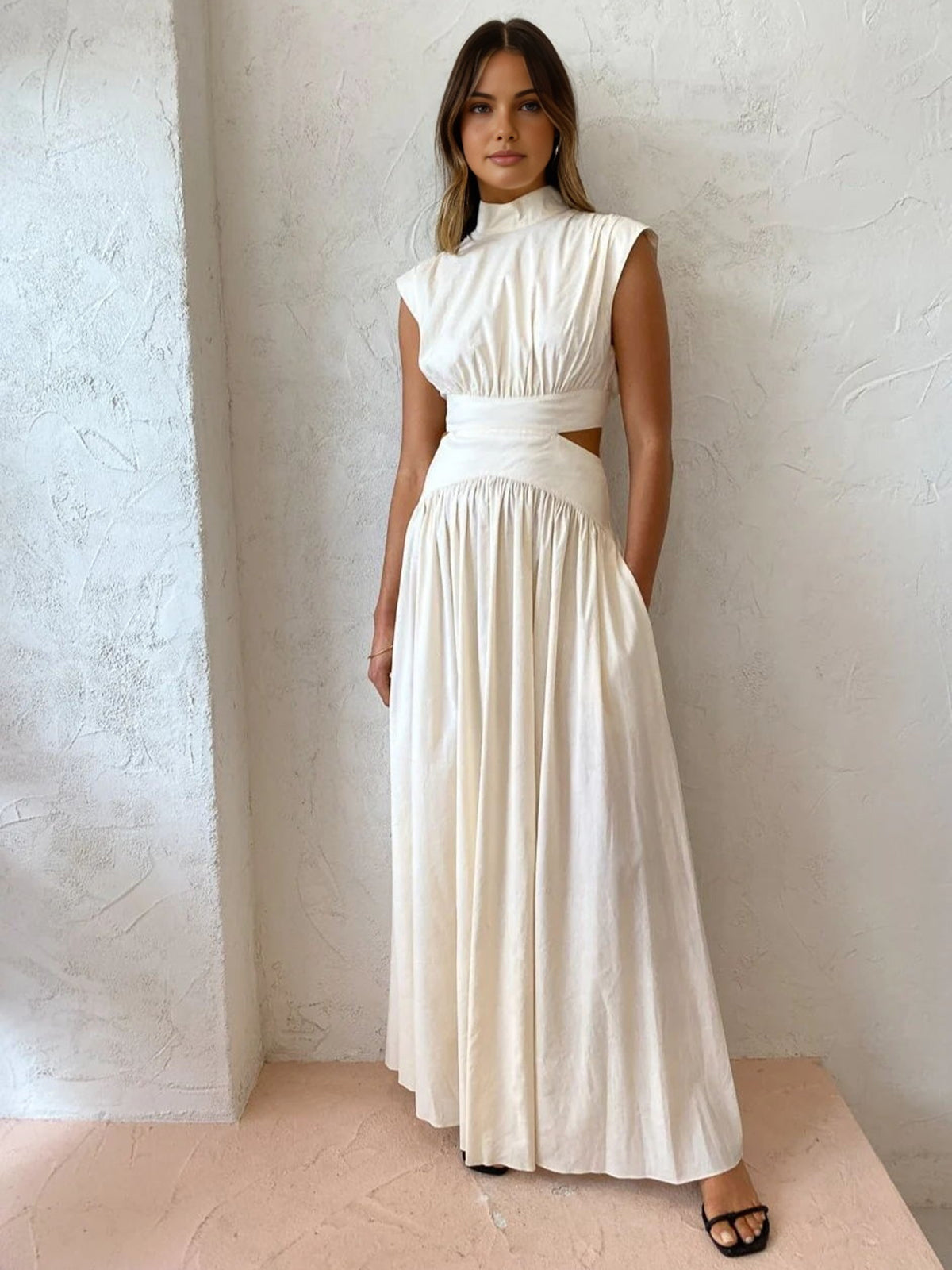 Daisy - Mock Neck Cut Out Long Dress