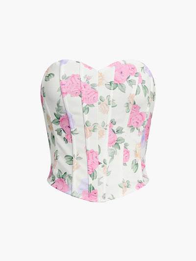 Women's Floral Strapless Corset Top - Elodie