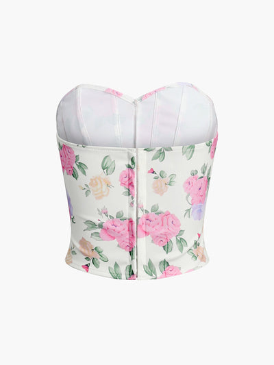 Women's Floral Strapless Corset Top - Elodie
