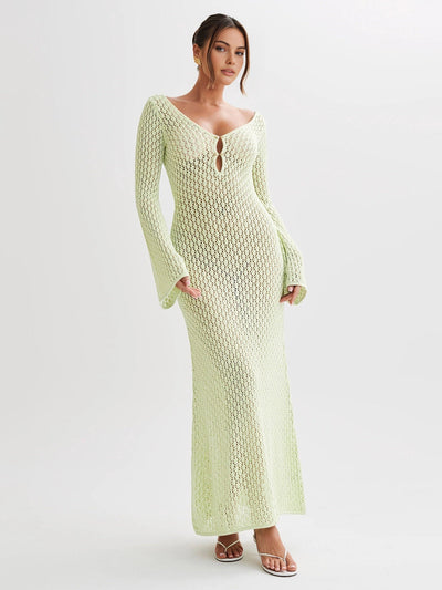 Mila - Long-sleeved dress with open back