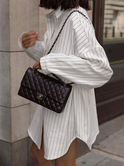 Women's Oversized Pinstripe Shirt Dress - Lea