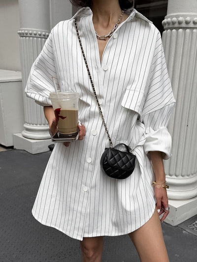 Women's Oversized Pinstripe Shirt Dress - Lea