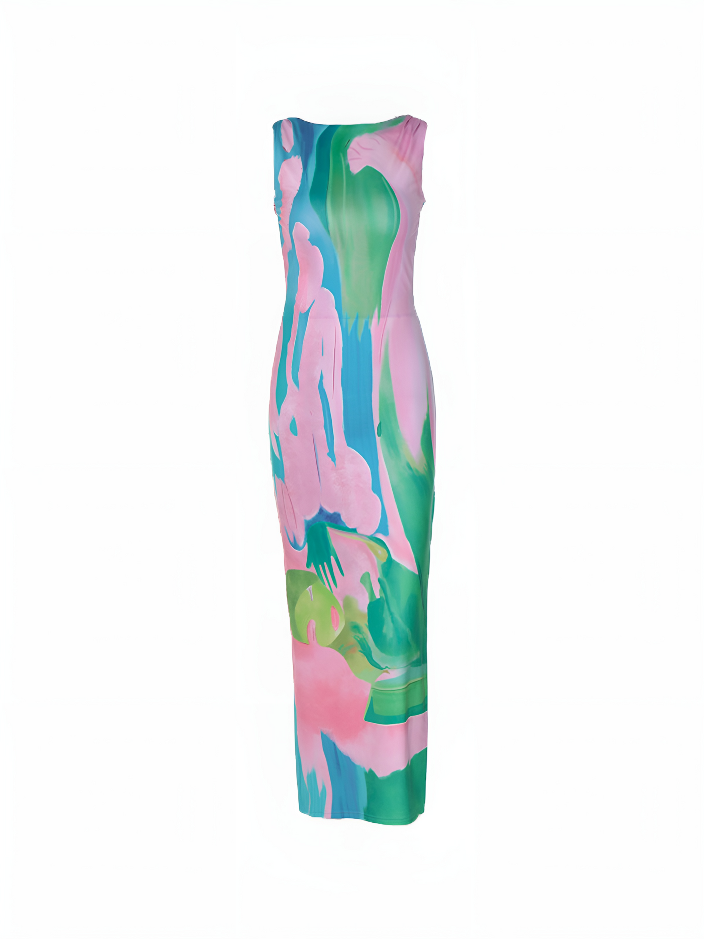 Constance - Monet Garden Print Sleeveless Long Dress