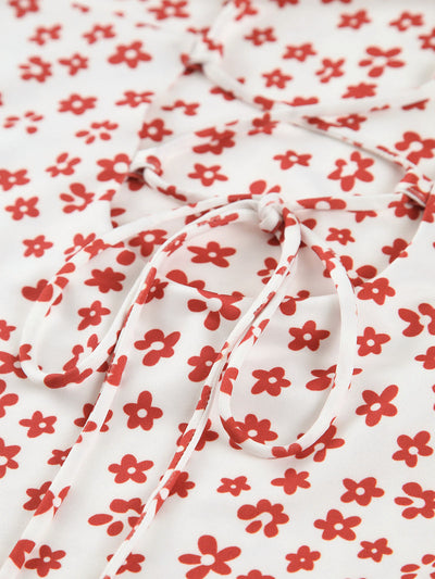 Lenay - Strappy Floral Print Crisscross Flowy Long Sundress