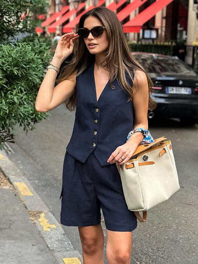 Cecy - Relaxed Fit Tailored Shorts & Top Set