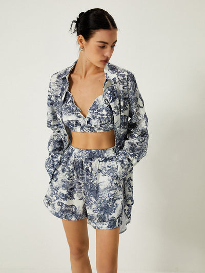 Gilda - Floral Print Three Piece Shorts Set