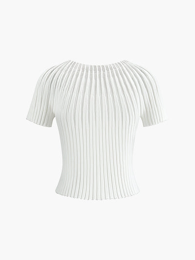 Plain Short Sleeve Knit Top
