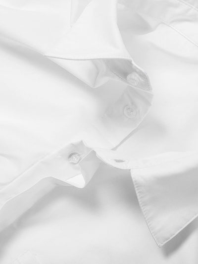 Blouse - Women - Cropped Button-Up with Oversized Sleeves - White Poplin - Amara