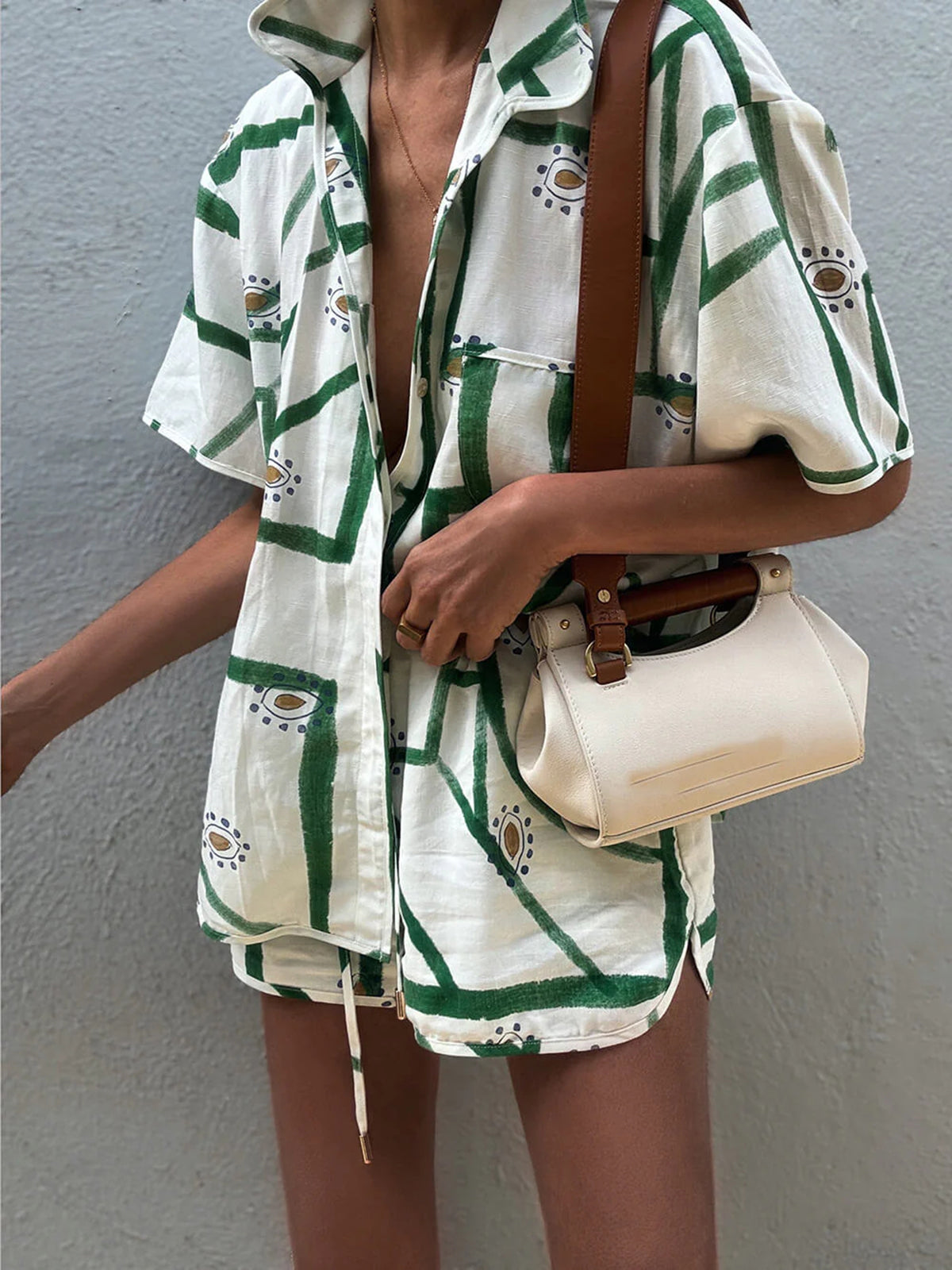 Julia - Print Drawstring Shorts Set