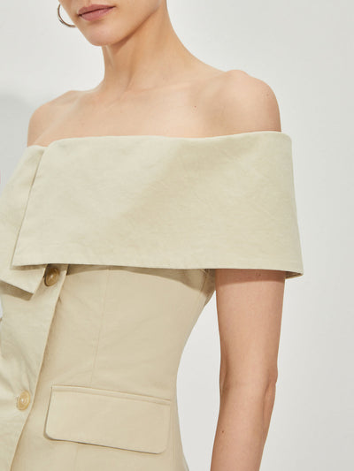 Kena - Off-shoulder blazer with patchwork pattern