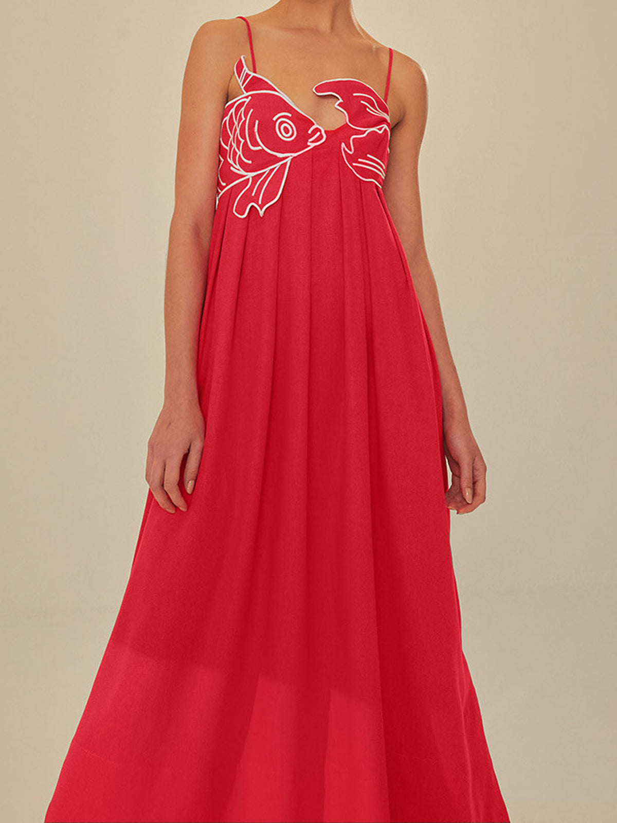 Scarlett - Embroidered Fish Semi-Sheer Dress
