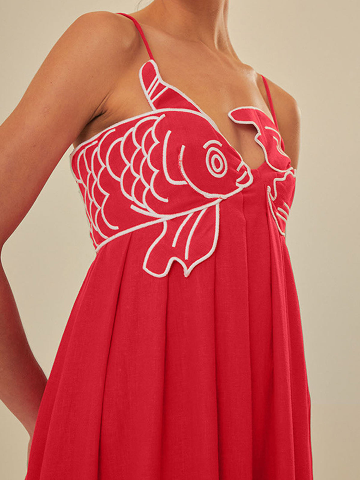 Scarlett - Embroidered Fish Semi-Sheer Dress