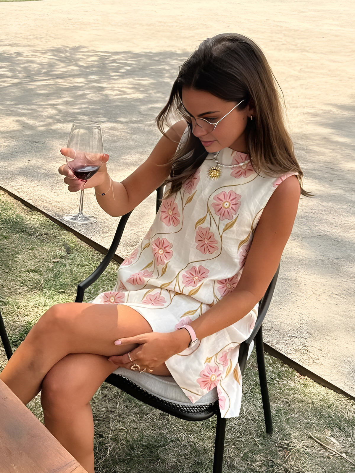 Ava - Romantic Print Sleeveless Short Dress