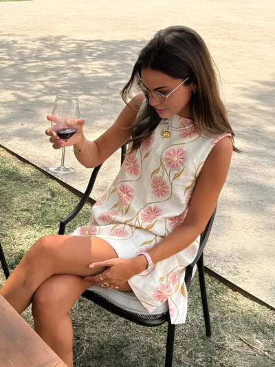 Ava - Romantic Print Sleeveless Short Dress