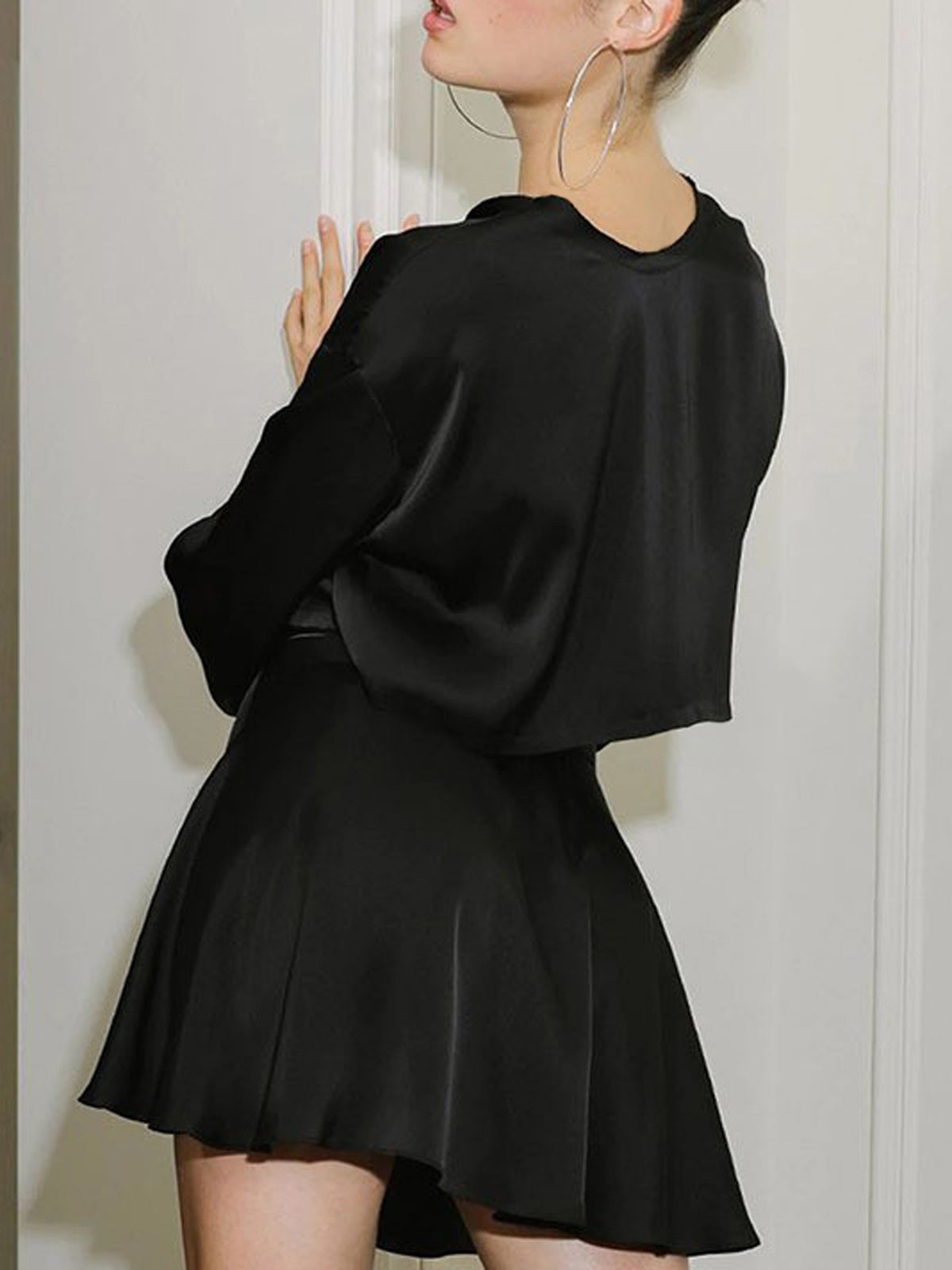 Emilia - Satin Raw Hem Tied Two Piece Skirt Set