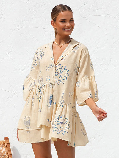 Millie - Oversized Sun Print Short Dress