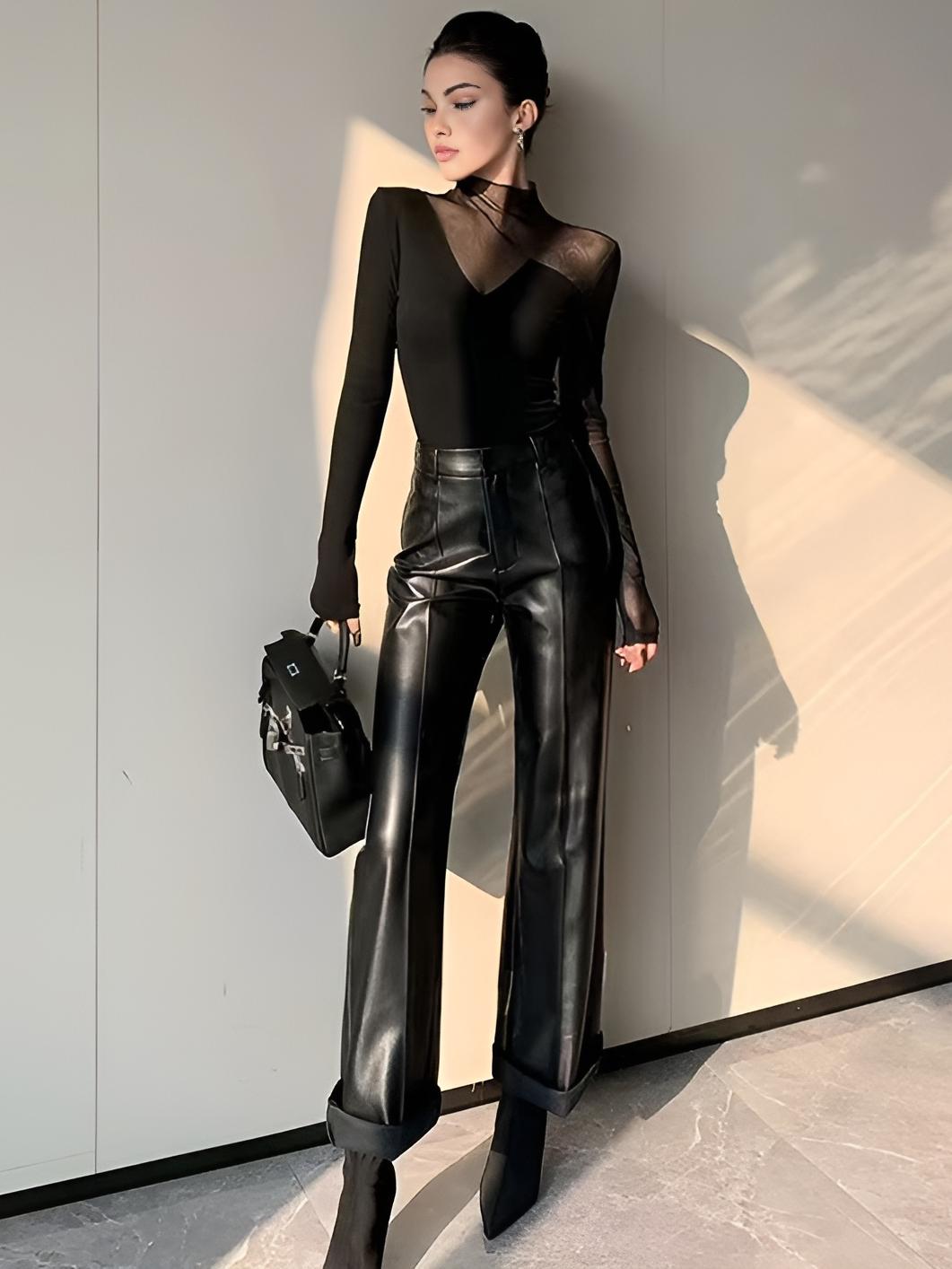 Women's Mesh Panel Long Sleeve Top - Noelle