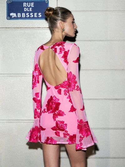 Emily - Romance Floral Backless Mesh Dress
