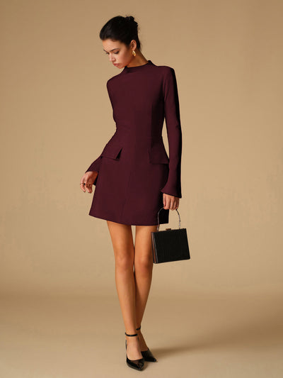 Sabina - Minimalist Plain Mock Neck Dress