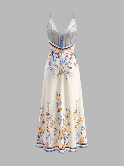 Keira - Casual Floral Printed Halter Long Dress
