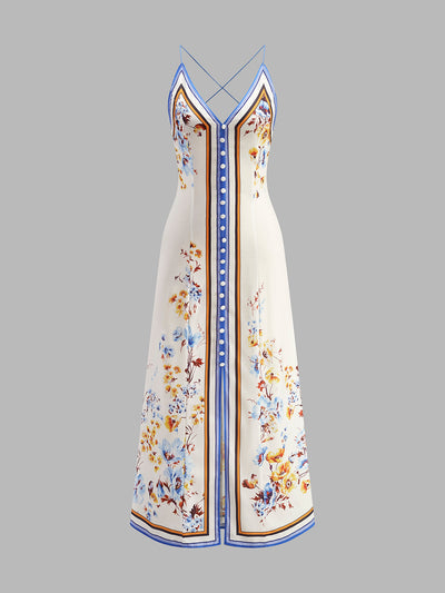 Keira - Casual Floral Printed Halter Long Dress