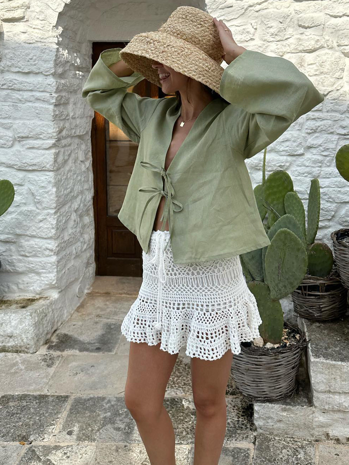 Women's Long Sleeve Linen Blouse - Noa