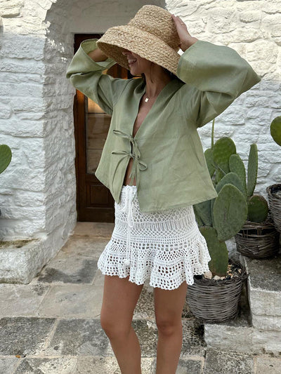 Women's Long Sleeve Linen Blouse - Noa