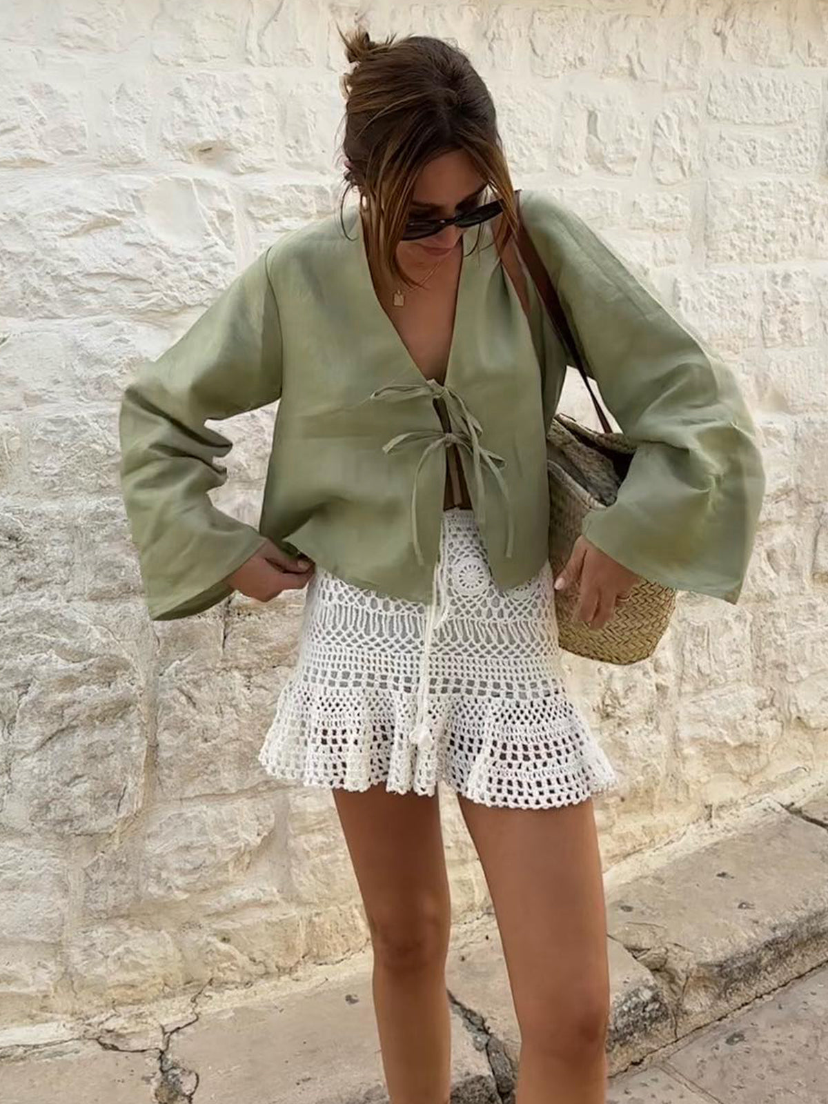 Women's Long Sleeve Linen Blouse - Noa