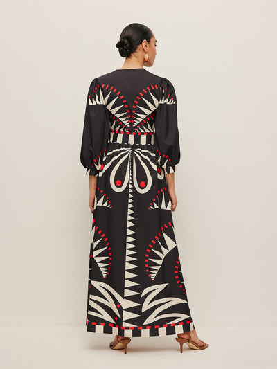 Dinah - Boho Print V-Neck Split Dress