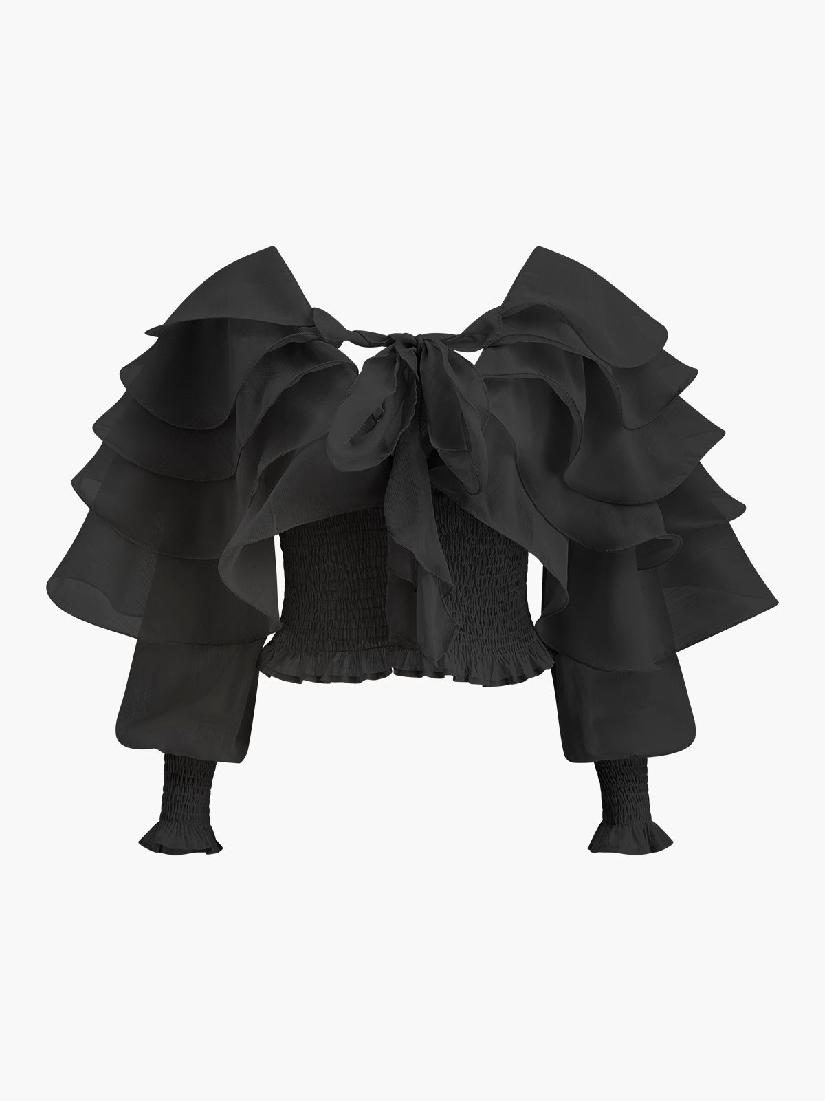 Semi-Sheer Chiffon Ruffle Backless Top