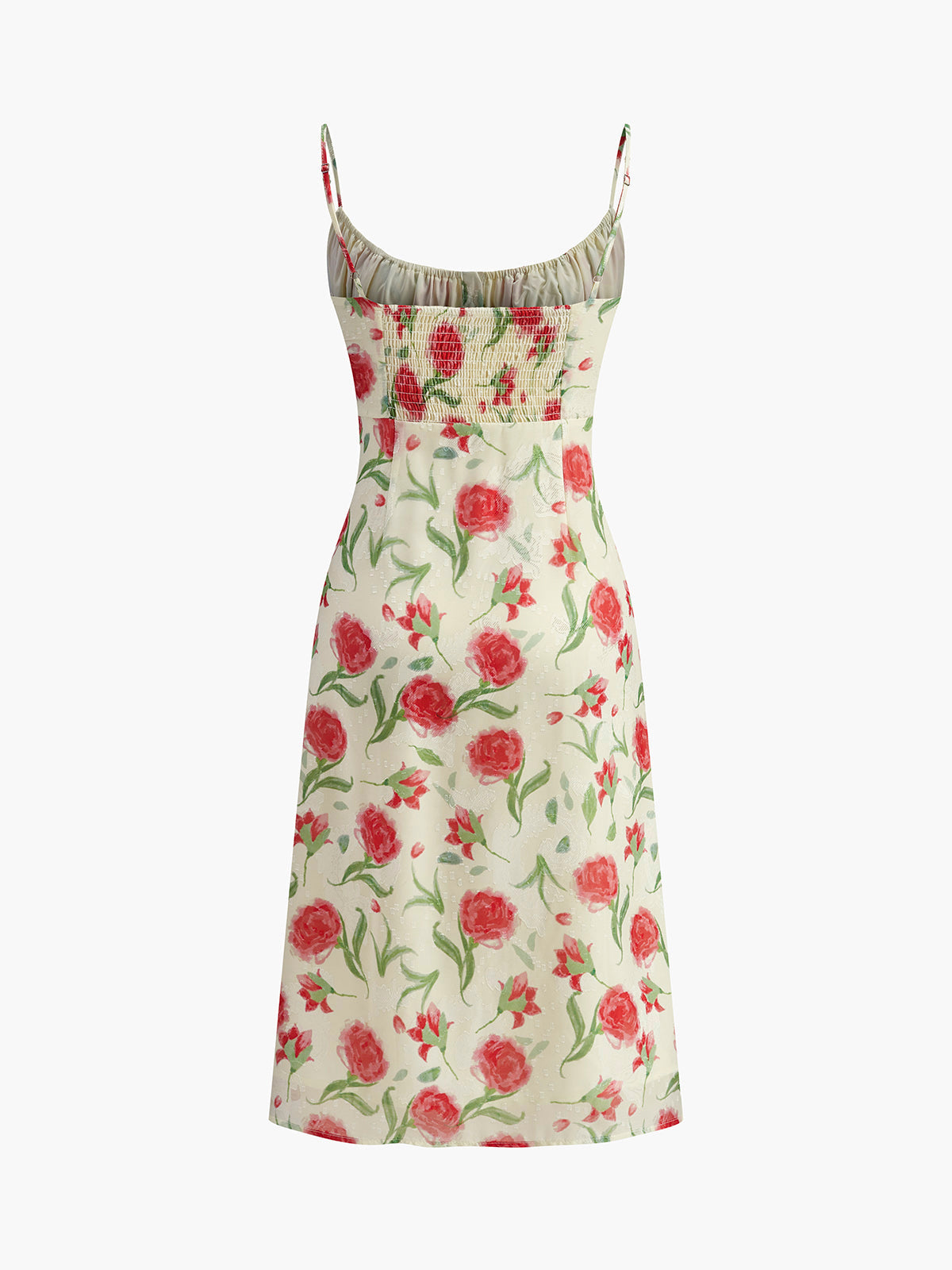 Gisela - Floral Ruched Button Detail Dress