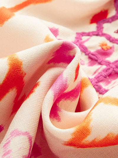 Nora - Embroidered Boho Tassel Tie Cami Top