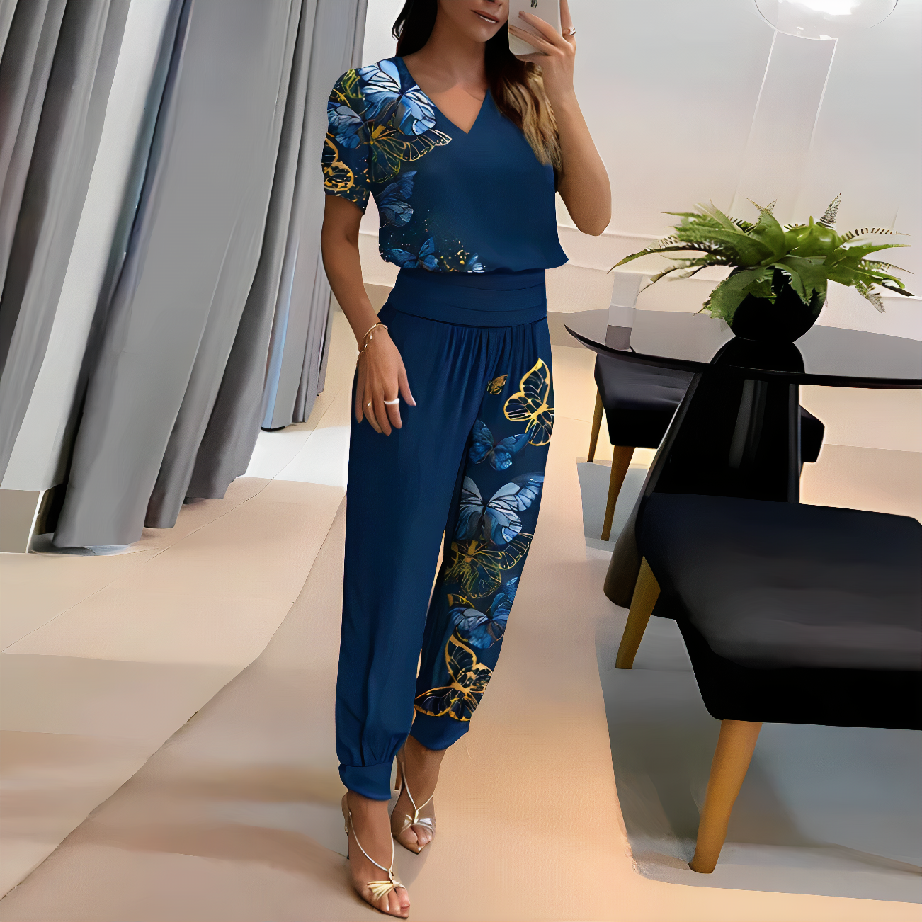 SOFIA - Trendy set with blouse and trousers