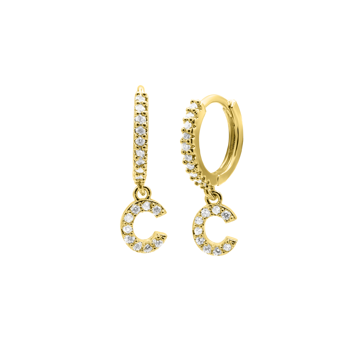 Shiny Letter earrings 18K gold-plated