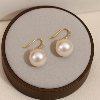 Women's Classic Pearl Drop Earrings Gold Hook - Élise