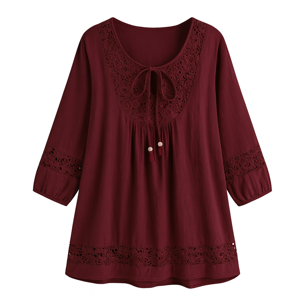 Women's lace blouse with front bow - Marena