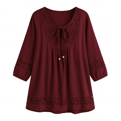 Women's lace blouse with front bow - Marena
