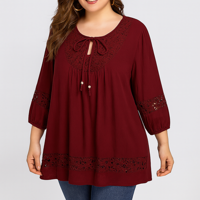 Women's lace blouse with front bow - Marena