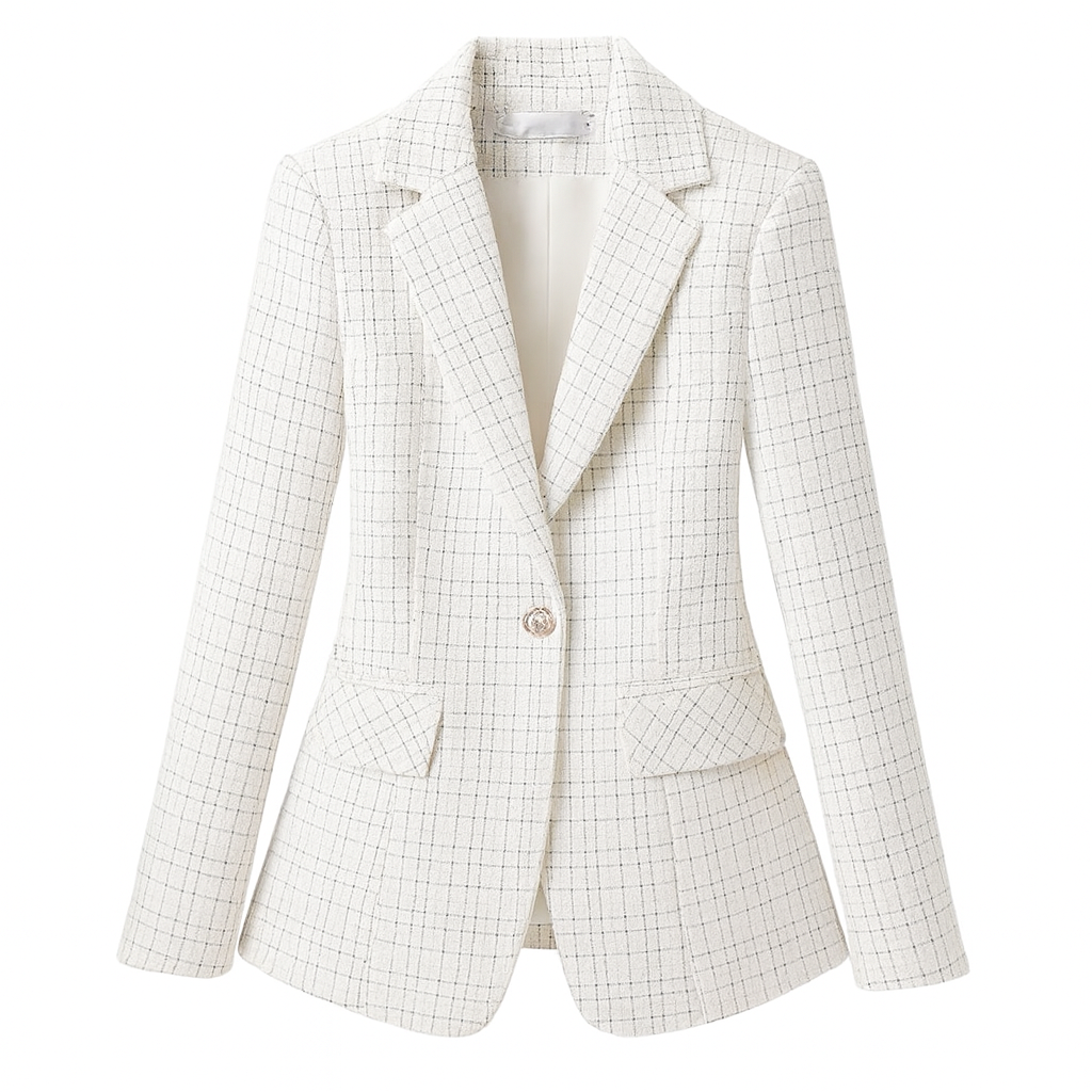 Women's Tailored Blazer with Plaid Pattern - Melissa