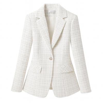 Women's Tailored Blazer with Plaid Pattern - Melissa
