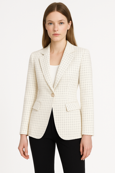 Women's Tailored Blazer with Plaid Pattern - Melissa