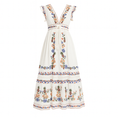 Bohemian embroidered long dress woman - Ameyal