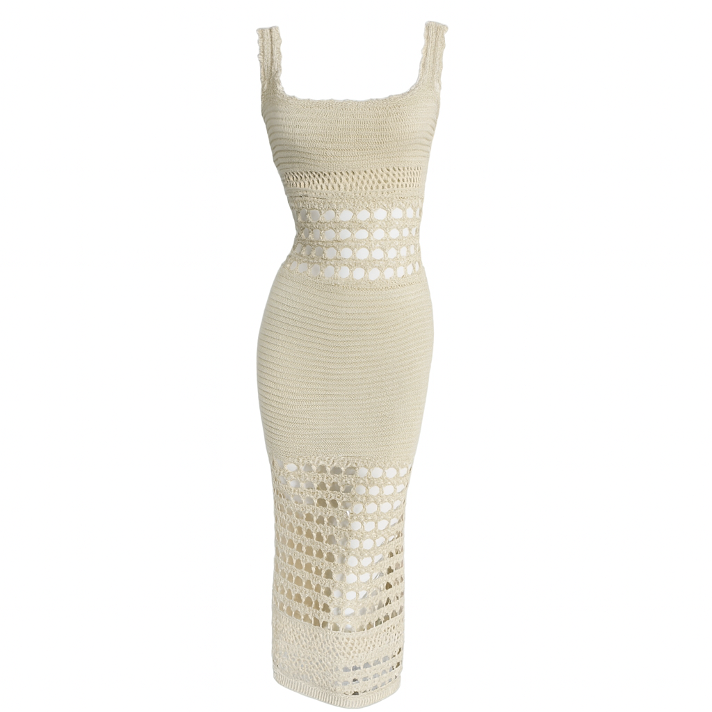 Fitted openwork knitted midi dress - Danira
