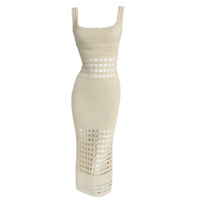 Fitted openwork knitted midi dress - Danira