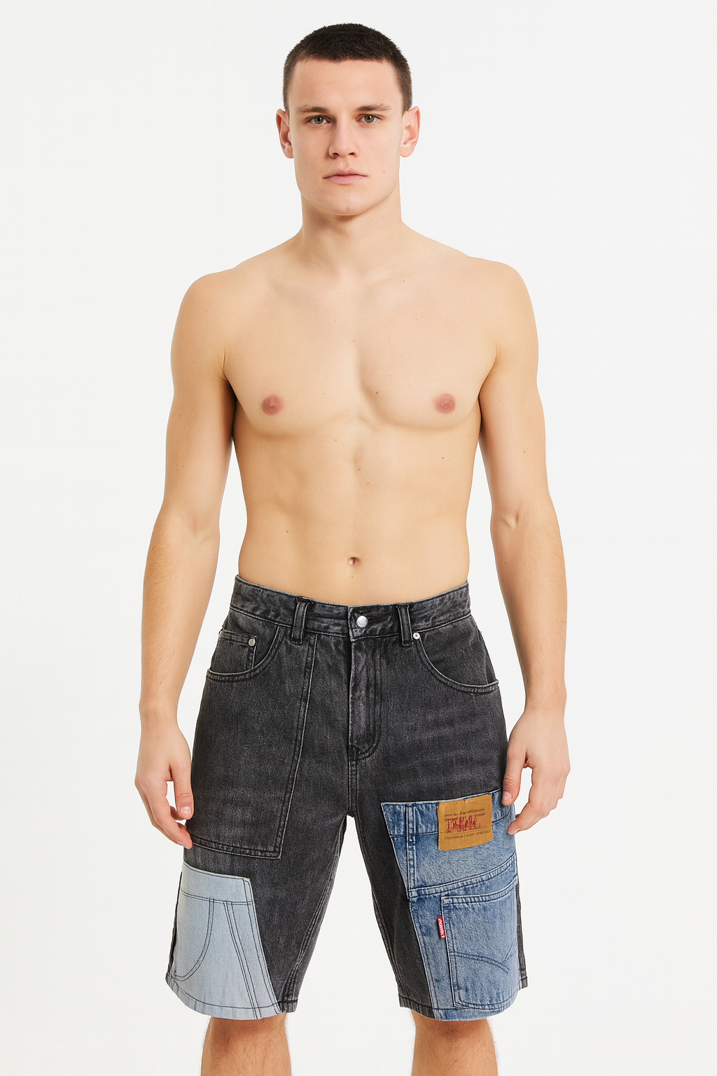 Men's patchwork denim Bermuda shorts - Urban Edge