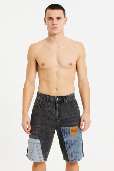 Men's patchwork denim Bermuda shorts - Urban Edge